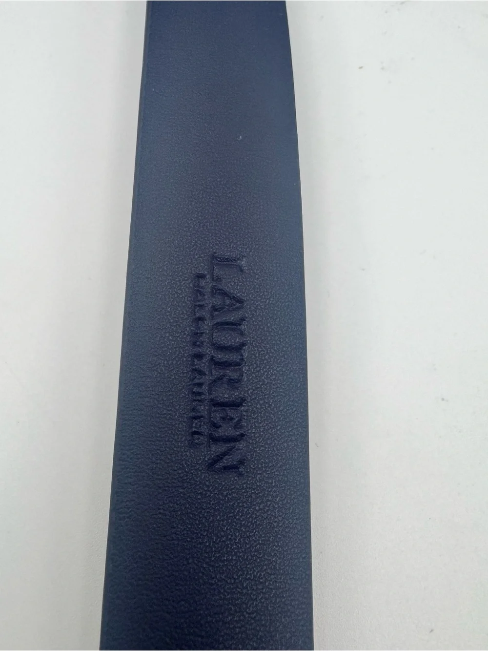 Ralph Lauren Sz XL Women's Charm Crosshatch Leather Belt Lauren Navy 1” Wide